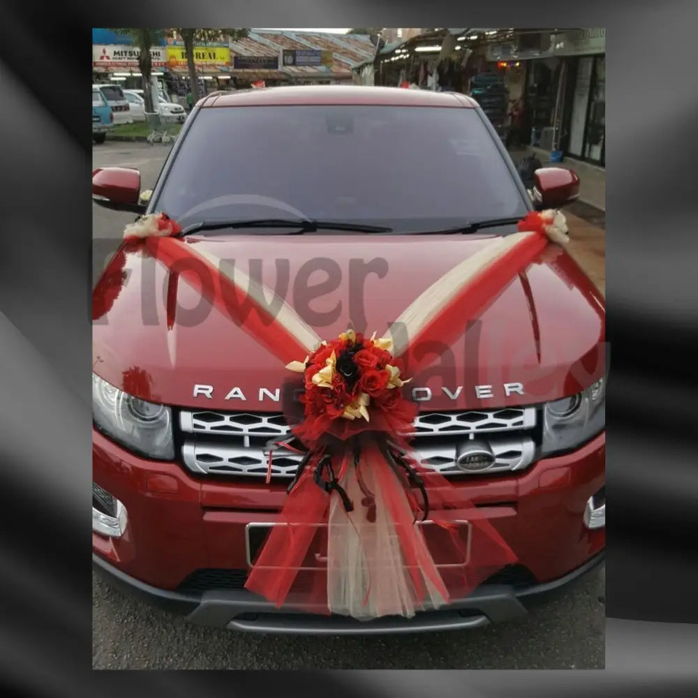Royal Crimson & Gold V-Sash | Premium Range Rover Wedding Decor