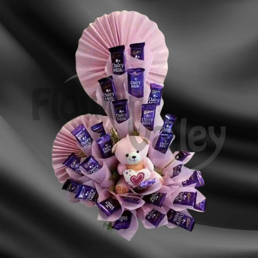 Sweet Teddy & Dairy Milk Extravaganza | Plush Purple Chocolate Bouquet