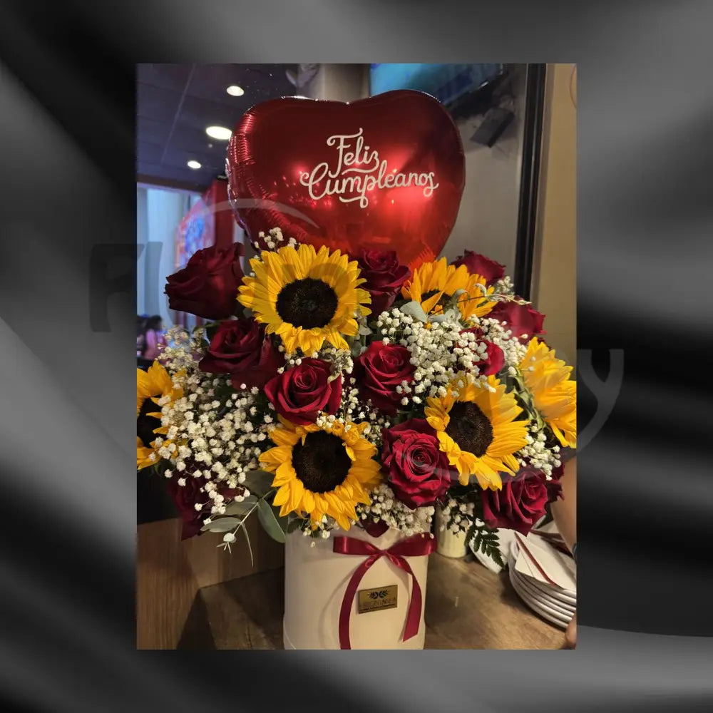 Celebration of Joy: Sunflower & Crimson Rose Birthday Box