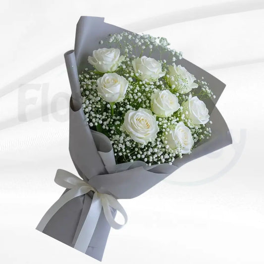 Pure Elegance White Rose Anniversary Bouquet