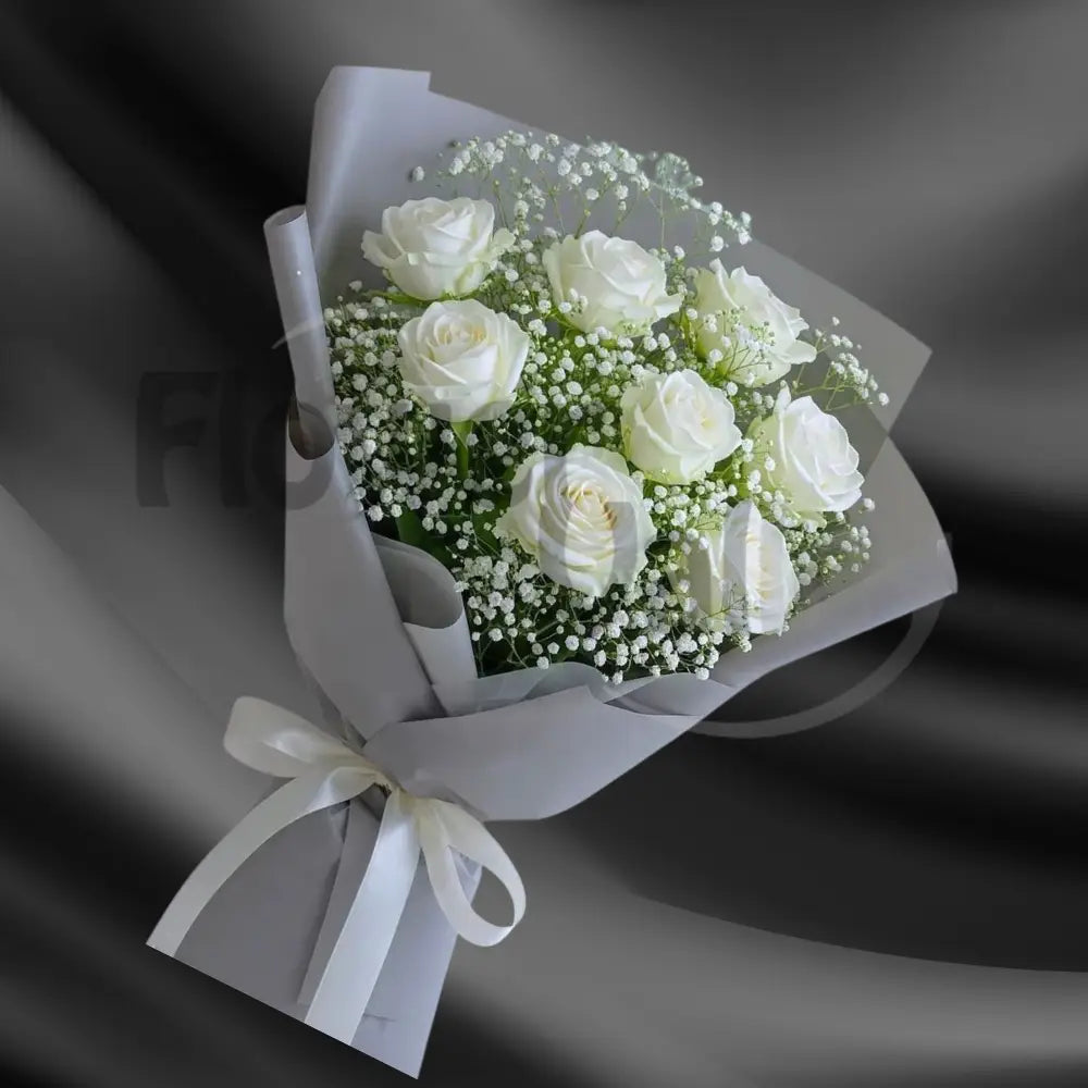 Pure Elegance White Rose Anniversary Bouquet