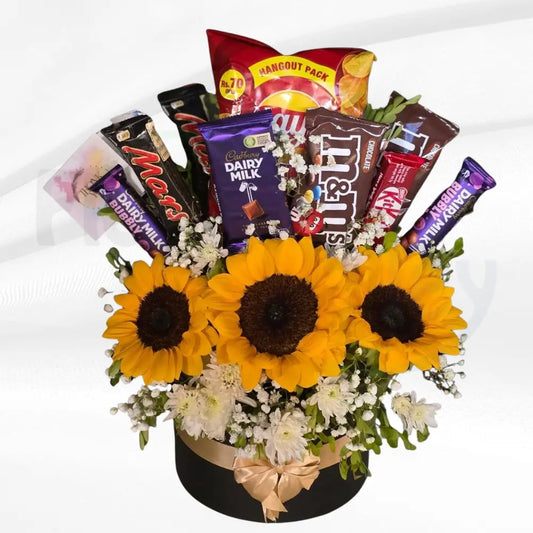 Golden Sunflower & Gourmet Treat Anniversary Box