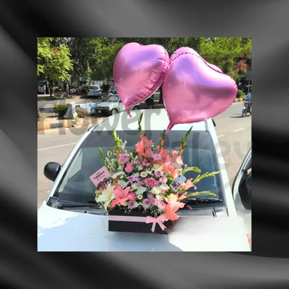 Romantic Heart Balloon & Mixed Floral Anniversary Box