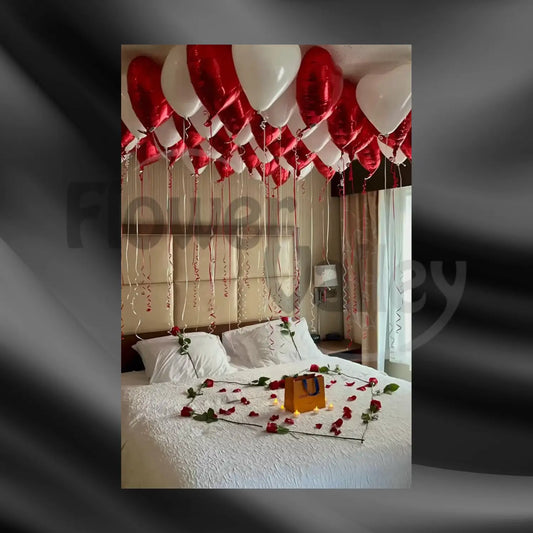 Ceiling Canopy of Floating Heart Balloons