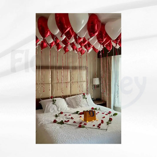 Ceiling Canopy of Floating Heart Balloons
