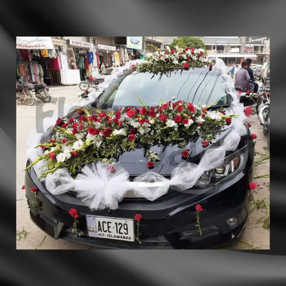 Midnight Elegance White Lace & Rose Garland | Premium Dark Car Decor