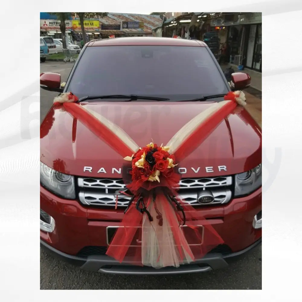 Royal Crimson & Gold V-Sash | Premium Range Rover Wedding Decor