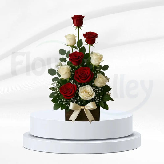 Eternal Elegance Red & White Rose Trio Arrangement