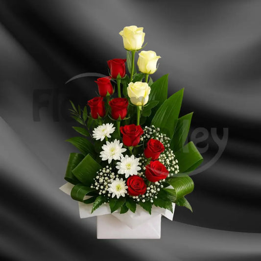 Majestic Heights: Crimson & Cream Architectural Bouquet