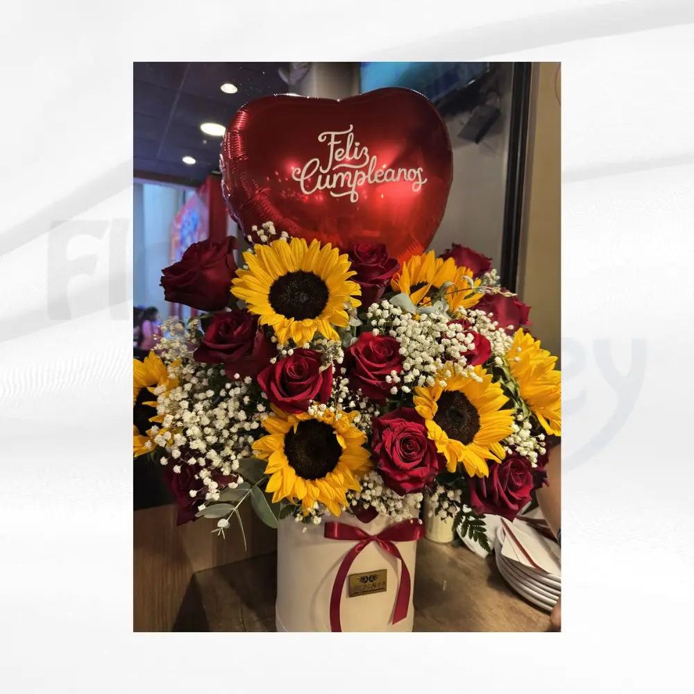 Celebration of Joy: Sunflower & Crimson Rose Birthday Box