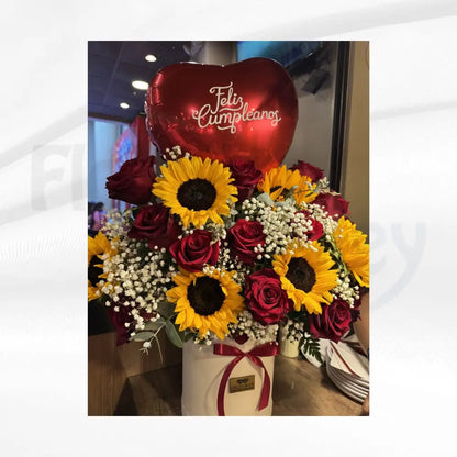 Celebration of Joy: Sunflower & Crimson Rose Birthday Box