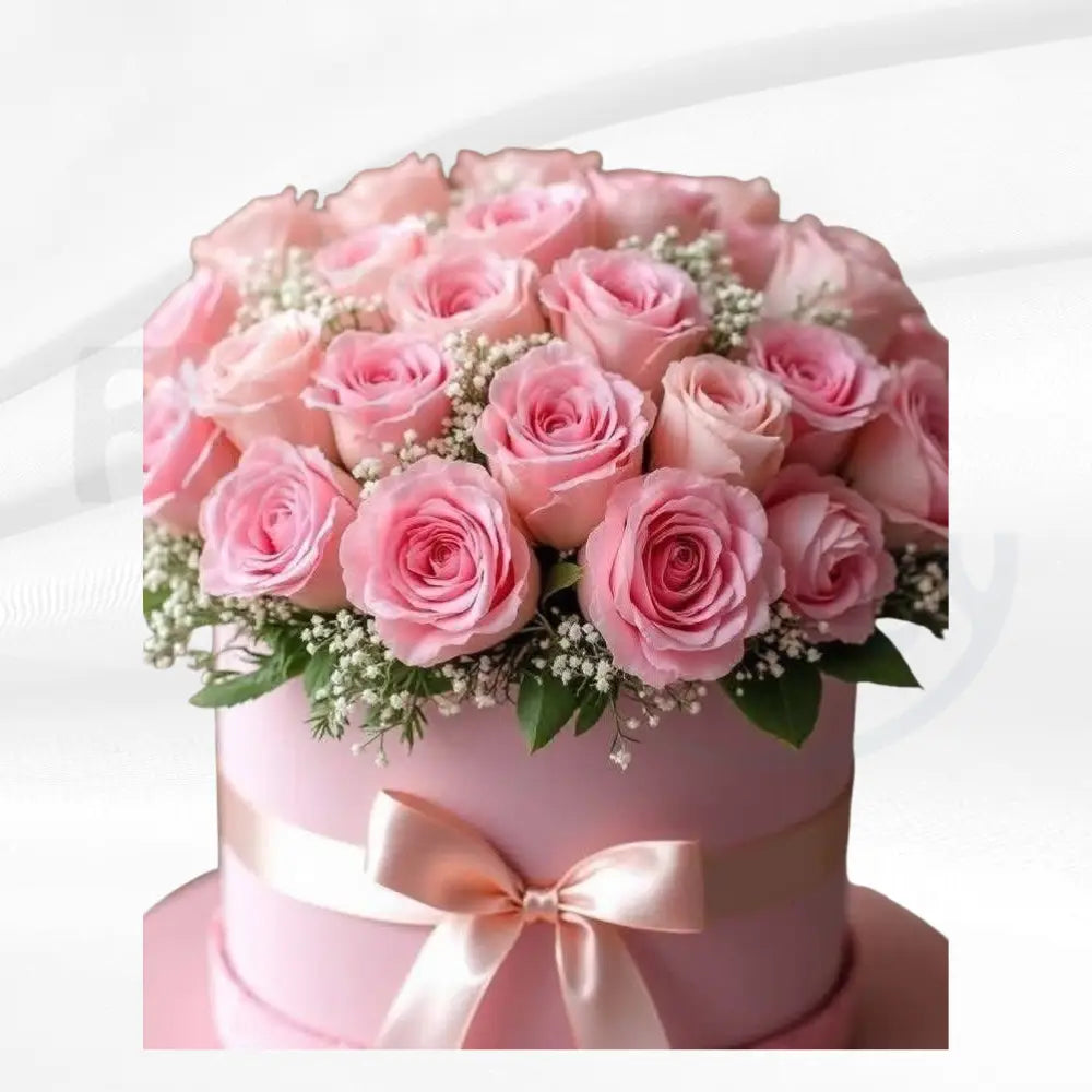 Blushing Radiance: Pastel Pink Rose Hat Box