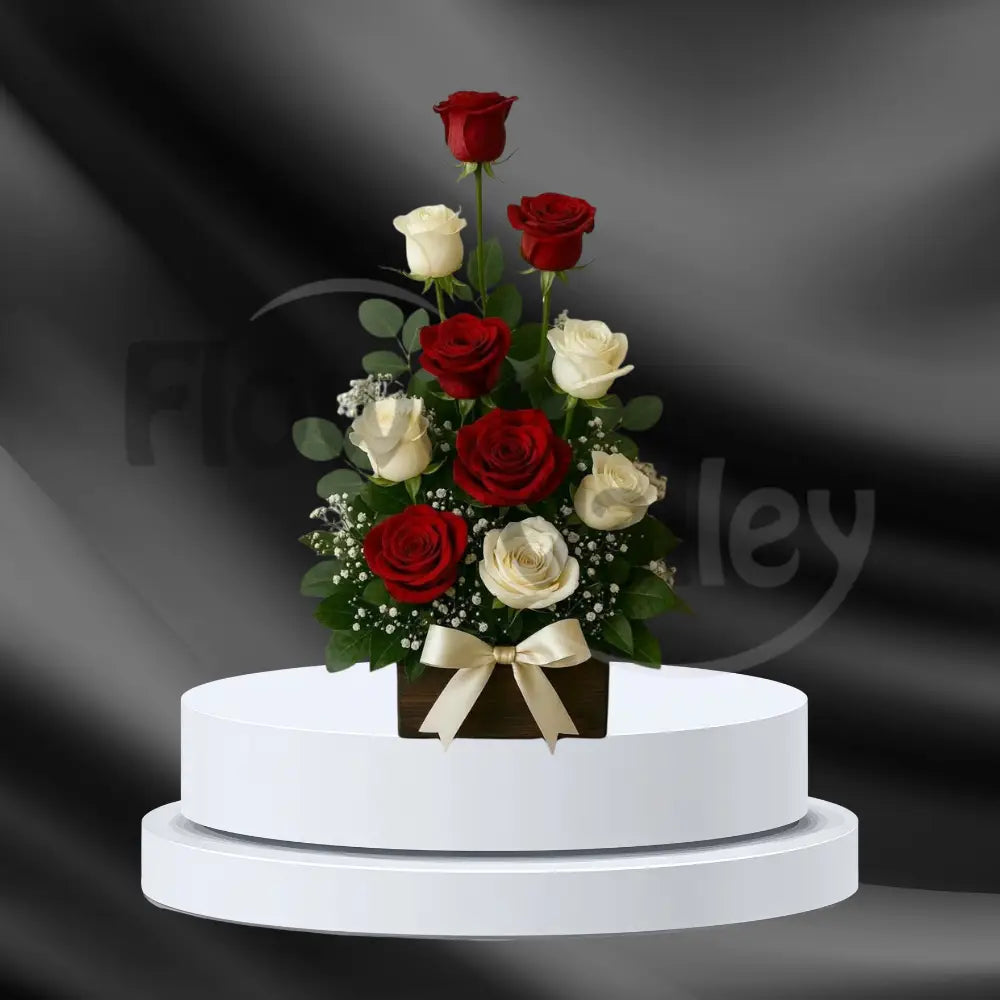 Eternal Elegance Red & White Rose Trio Arrangement