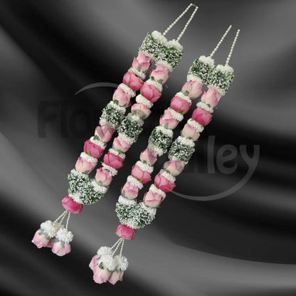 Premium Pink Rose & White Gypsophila Bridal Varmala Set