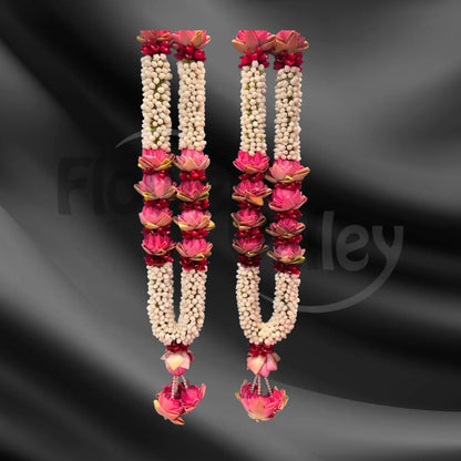 Majestic Pink Lotus & White Jasmine Bud Bridal Varmala Set