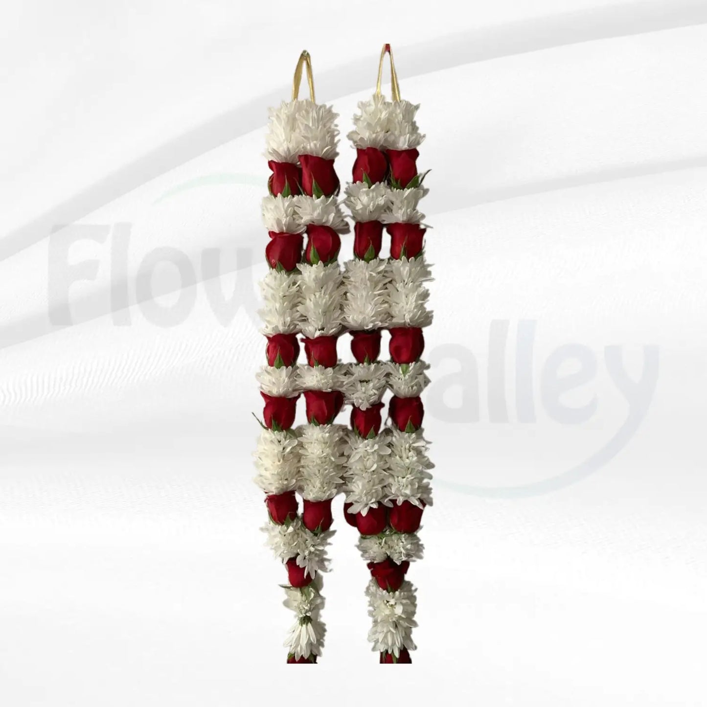 Classic Red Rose & White Chrysanthemum Wedding Varmala Set