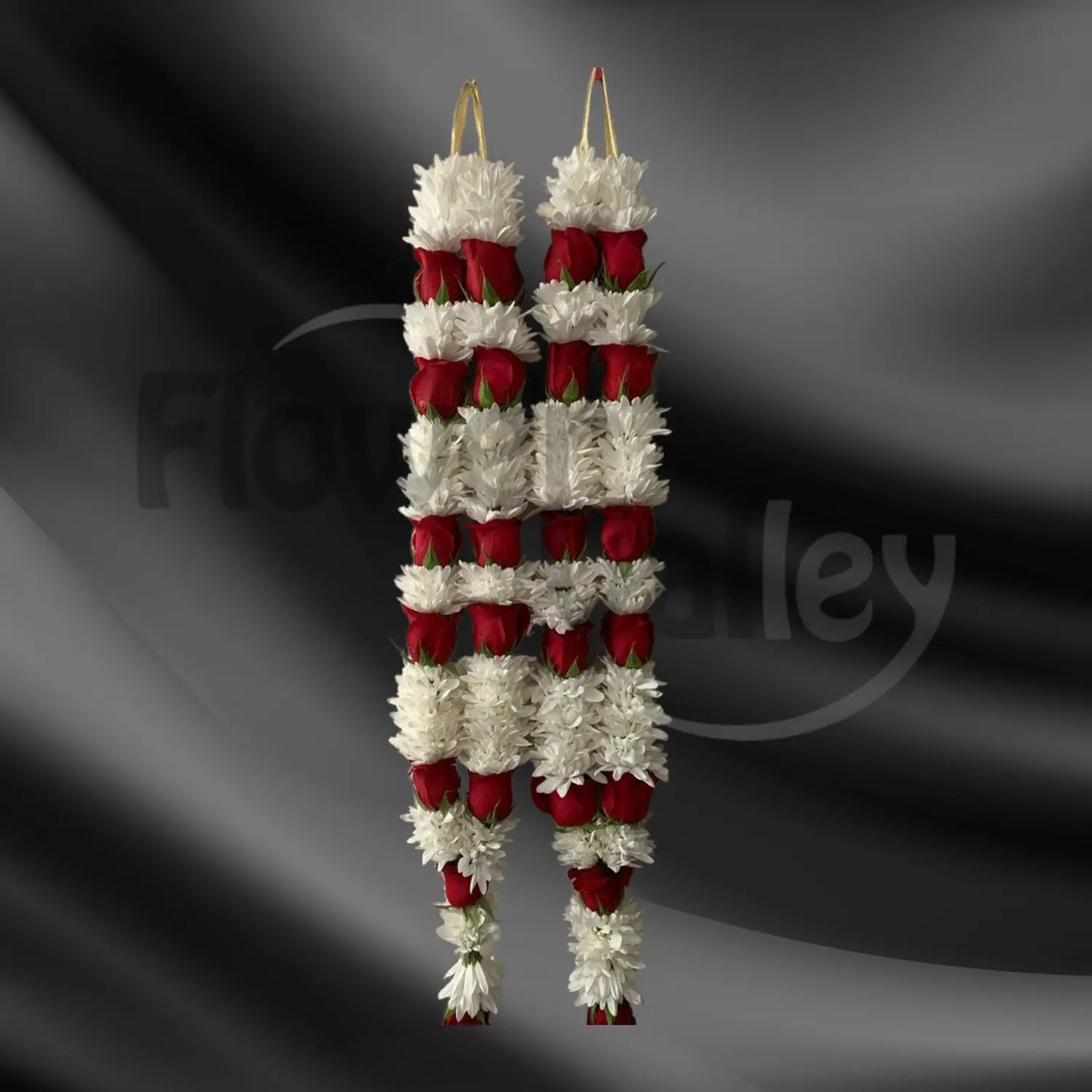 Classic Red Rose & White Chrysanthemum Wedding Varmala Set