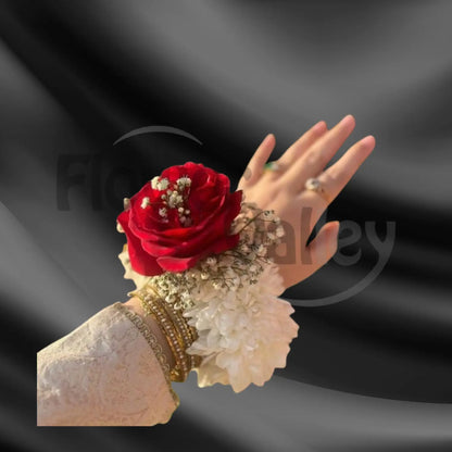 Red Rose & Baby's Breath Floral Bangles