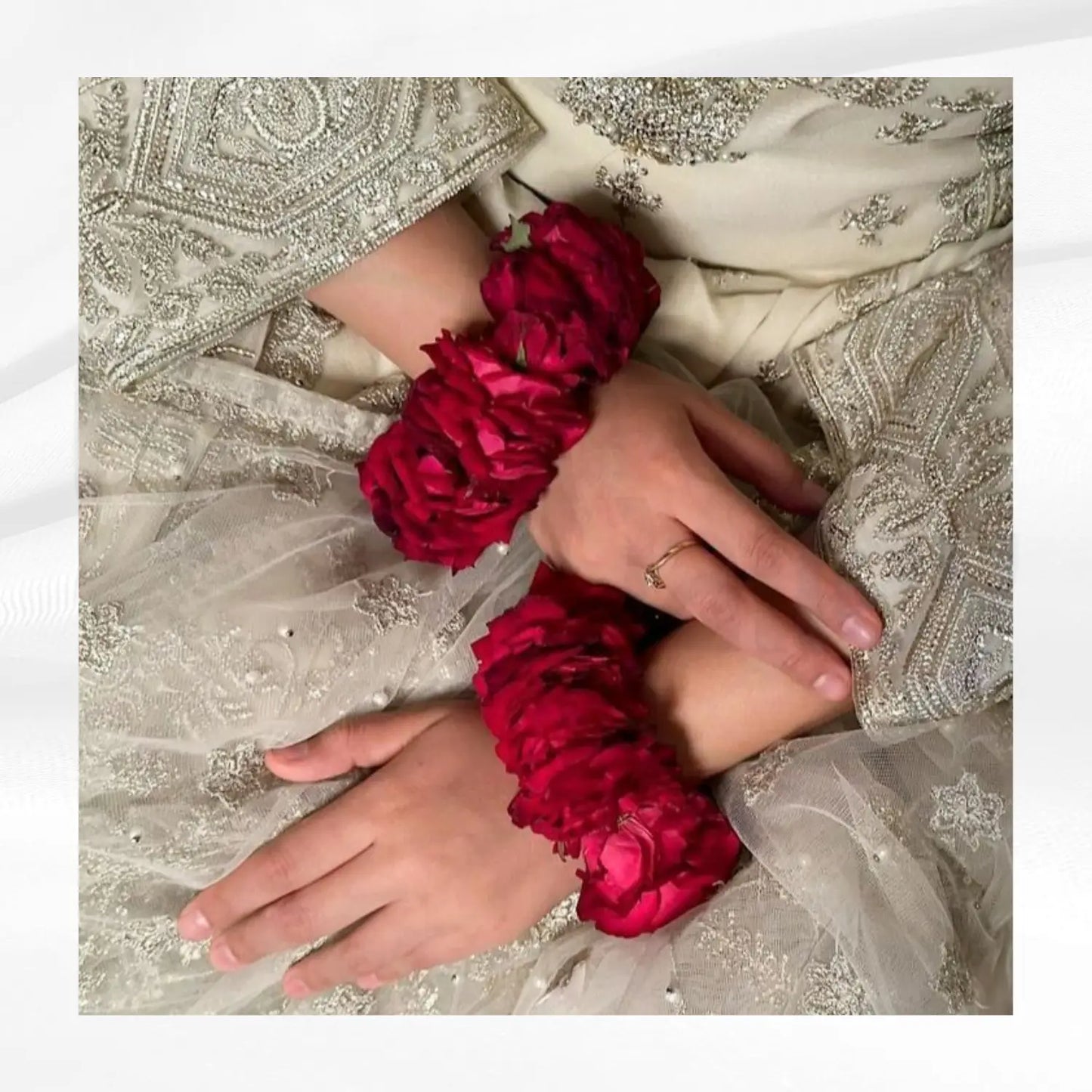 Eternal Crimson Rose Velvet Bridal Gajras