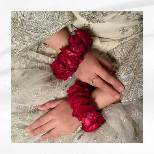 Eternal Crimson Rose Velvet Bridal Gajras