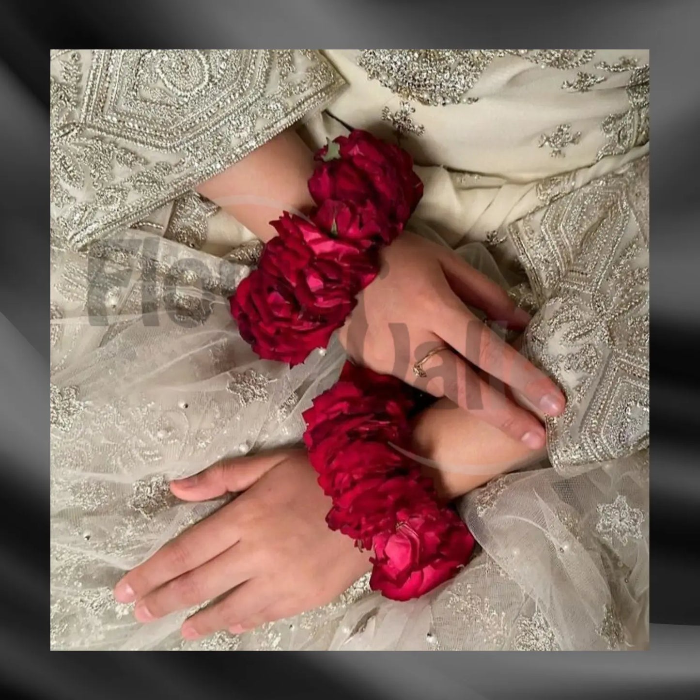 Eternal Crimson Rose Velvet Bridal Gajras