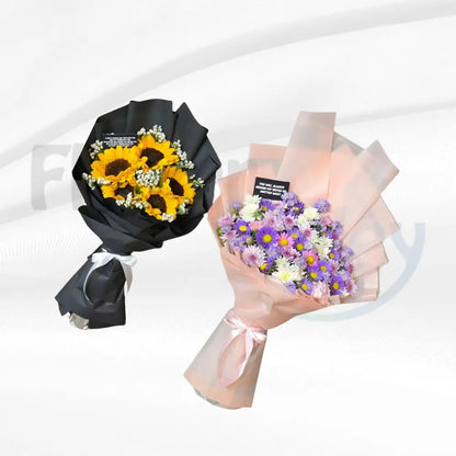 Radiant Sunflowers and Meadow Aster Duo