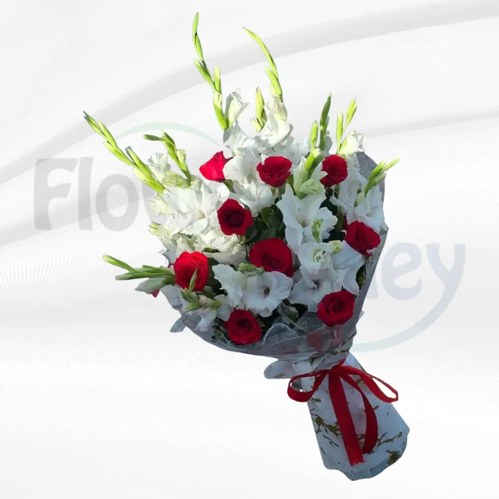 Majestic Crimson and White Gladiolus Bouquet