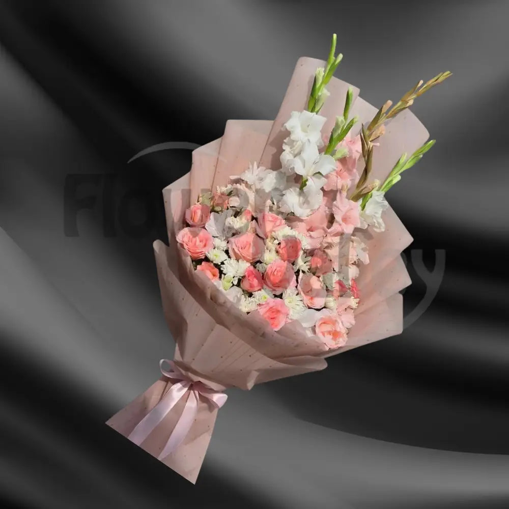 Serene Peach and White Gladiolus Bouquet