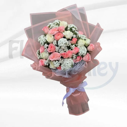 Graceful Pink and White Rose Medley