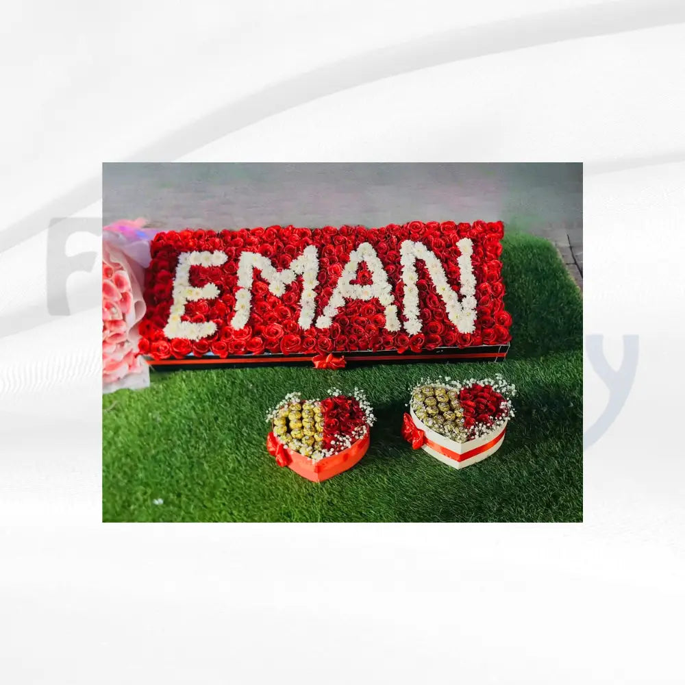 Bespoke Floral Name and Heart Confection Set